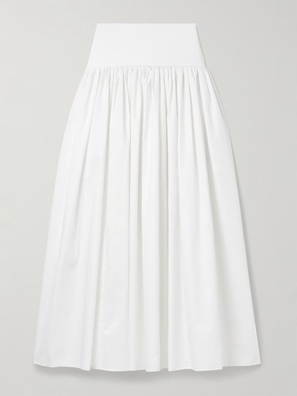 Cotton-poplin skirt with stretch-knit waistband.